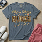 Labor & Delivery Leopard Print Nurse Stethoscope T-Shirt-T-Shirt-HugTee
