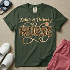 Labor & Delivery Leopard Print Nurse Stethoscope T-Shirt-T-Shirt-HugTee