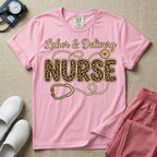 Labor & Delivery Leopard Print Nurse Stethoscope T-Shirt-T-Shirt-HugTee