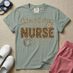 Labor & Delivery Leopard Print Nurse Stethoscope T-Shirt-T-Shirt-HugTee