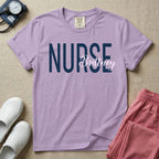 A minimalist graphic featuring the word NURSE in a large, bold font with the custom name Brittney overlapping it in an elegant cursive script, designed for general nursing.
