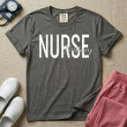 A minimalist graphic featuring the word NURSE in a large, bold font with the custom name Brittney overlapping it in an elegant cursive script, designed for general nursing.
