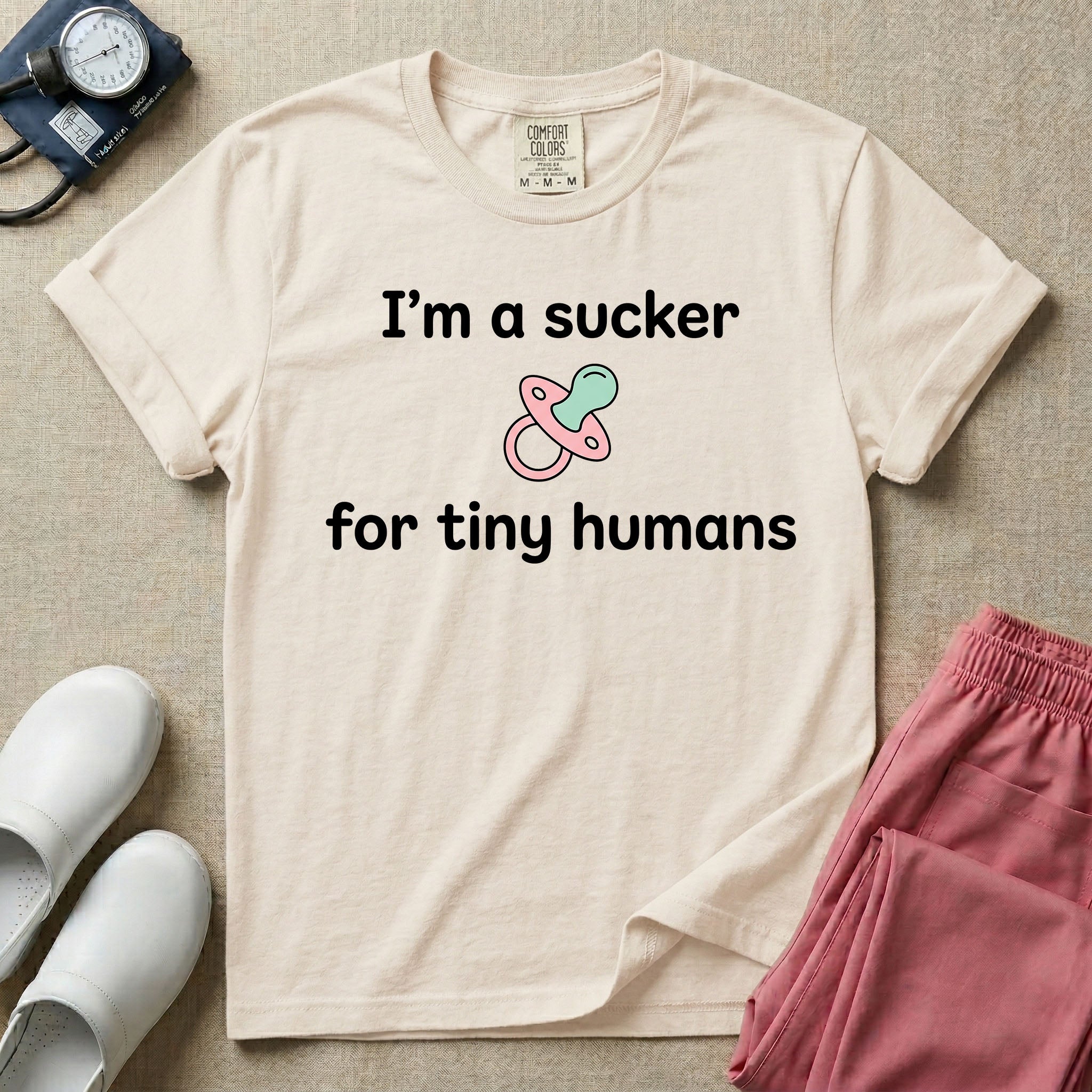 I'm A Sucker For Tiny Humans Funny Pediatric NICU Nurse T-Shirt-T-Shirt-HugTee
