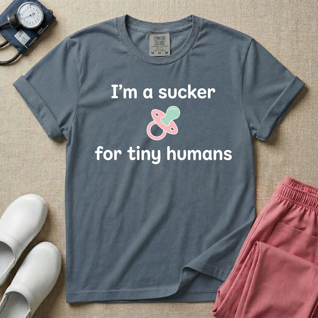 I'm A Sucker For Tiny Humans Funny Pediatric NICU Nurse T-Shirt-T-Shirt-HugTee