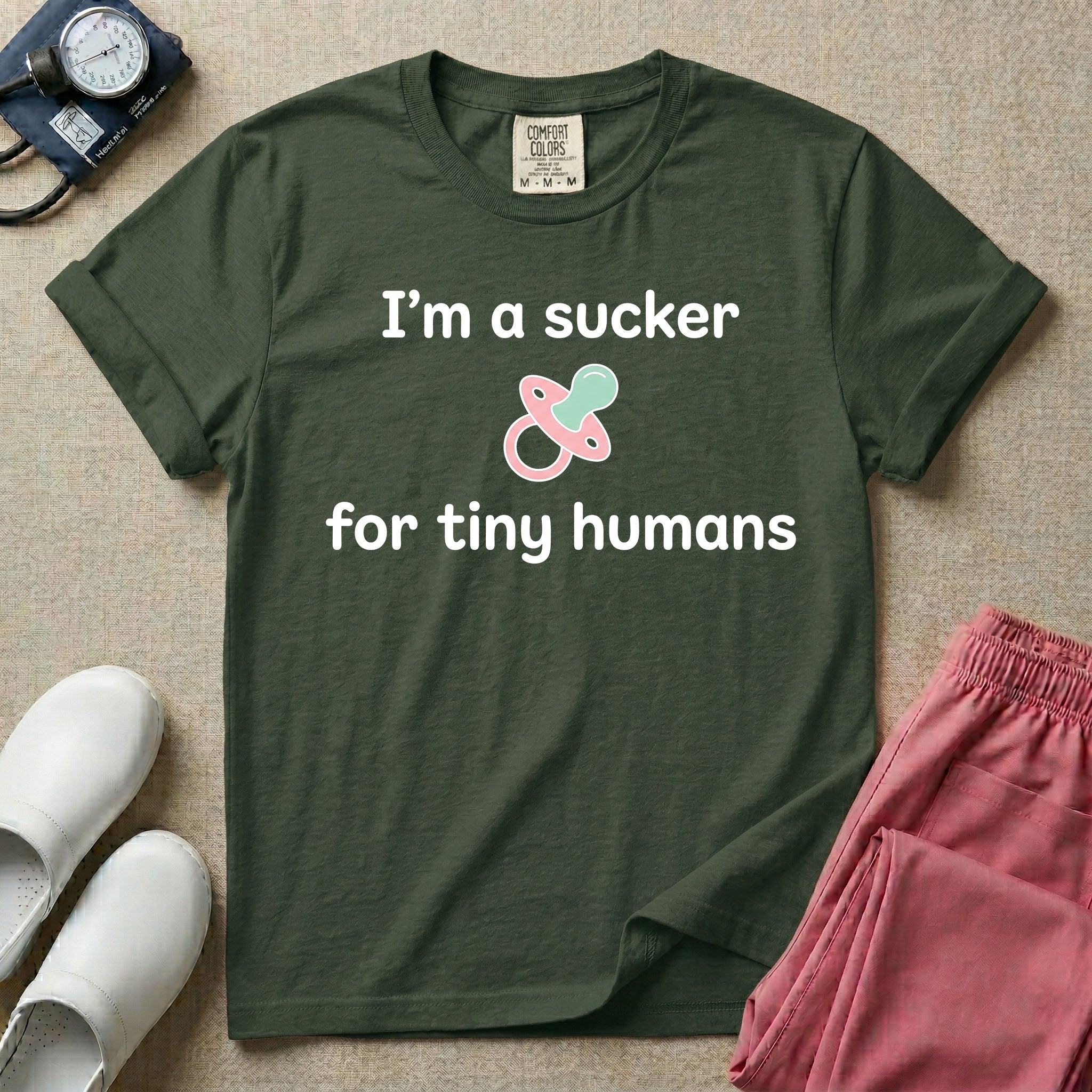 I'm A Sucker For Tiny Humans Funny Pediatric NICU Nurse T-Shirt-T-Shirt-HugTee