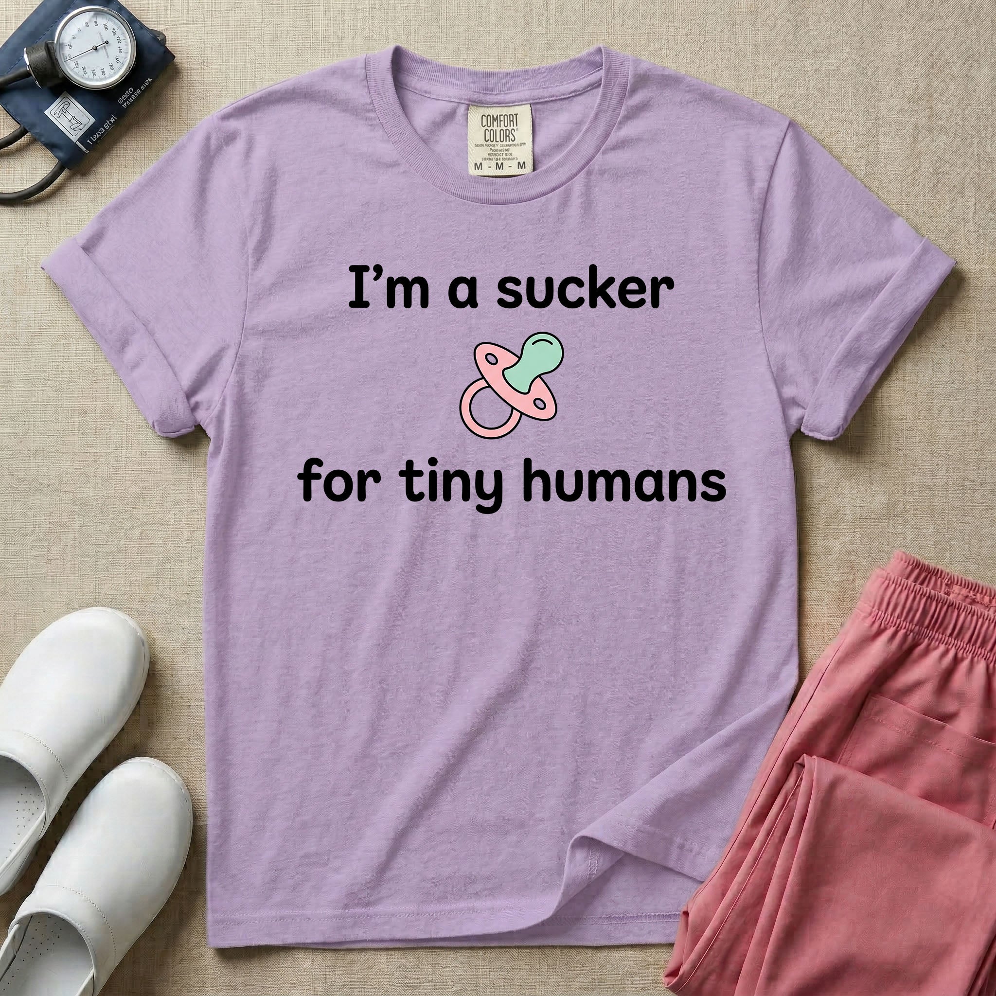 I'm A Sucker For Tiny Humans Funny Pediatric NICU Nurse T-Shirt-T-Shirt-HugTee