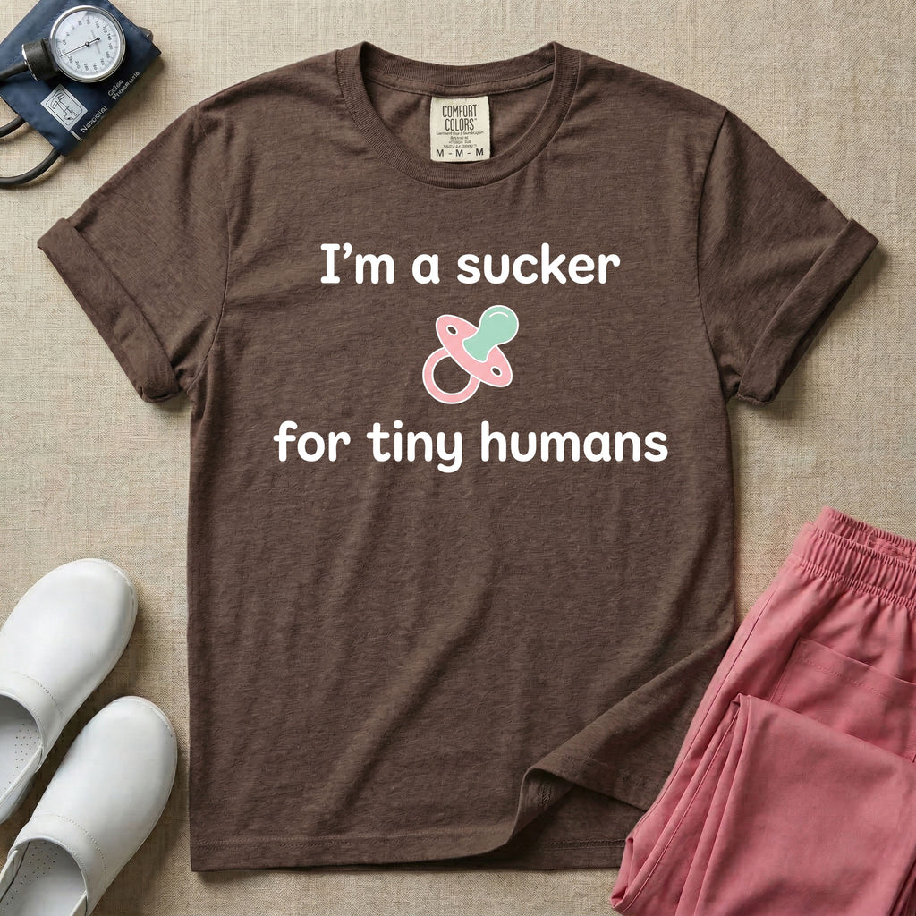I'm A Sucker For Tiny Humans Funny Pediatric NICU Nurse T-Shirt-T-Shirt-HugTee