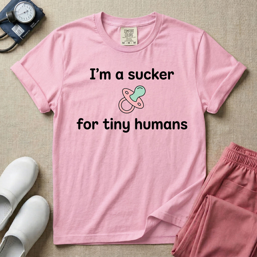 I'm A Sucker For Tiny Humans Funny Pediatric NICU Nurse T-Shirt-T-Shirt-HugTee
