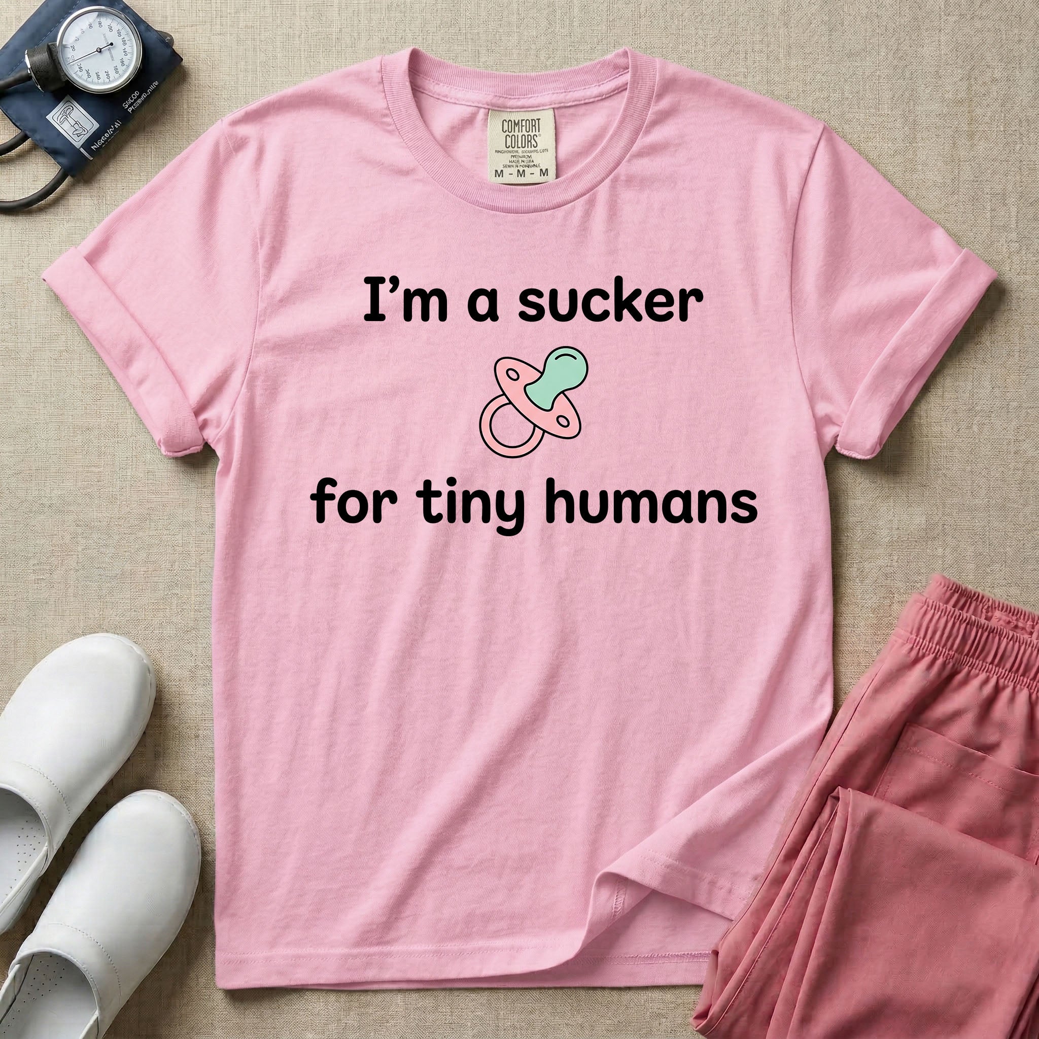 I'm A Sucker For Tiny Humans Funny Pediatric NICU Nurse T-Shirt-T-Shirt-HugTee