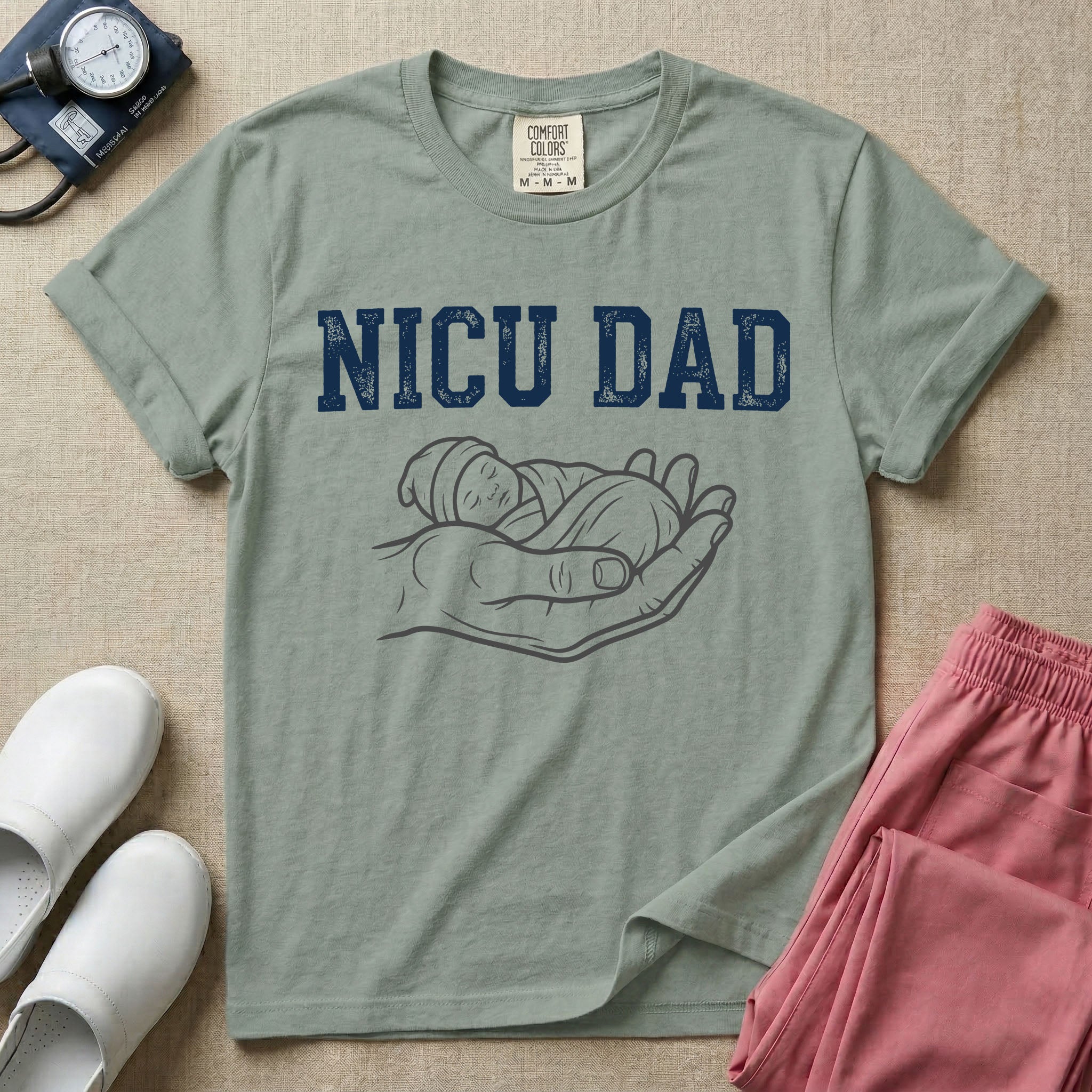 NICU Dad Minimalist Line Art T-Shirt-T-Shirt-HugTee