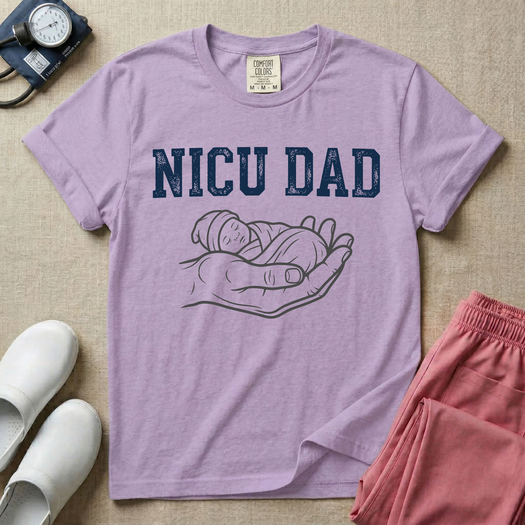 NICU Dad Minimalist Line Art T-Shirt-T-Shirt-HugTee
