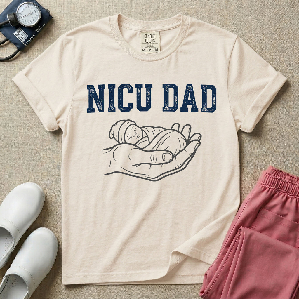 NICU Dad Minimalist Line Art T-Shirt-T-Shirt-HugTee