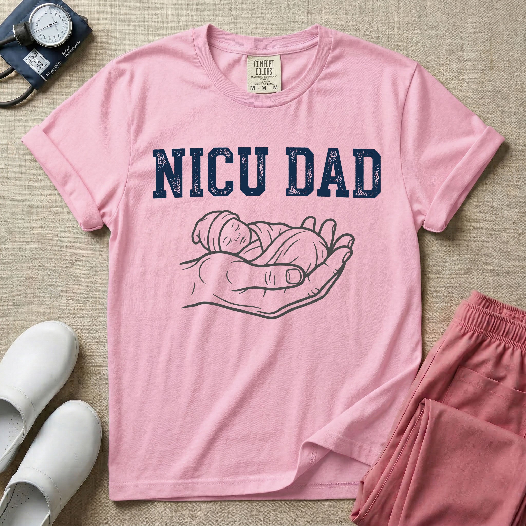 NICU Dad Minimalist Line Art T-Shirt-T-Shirt-HugTee
