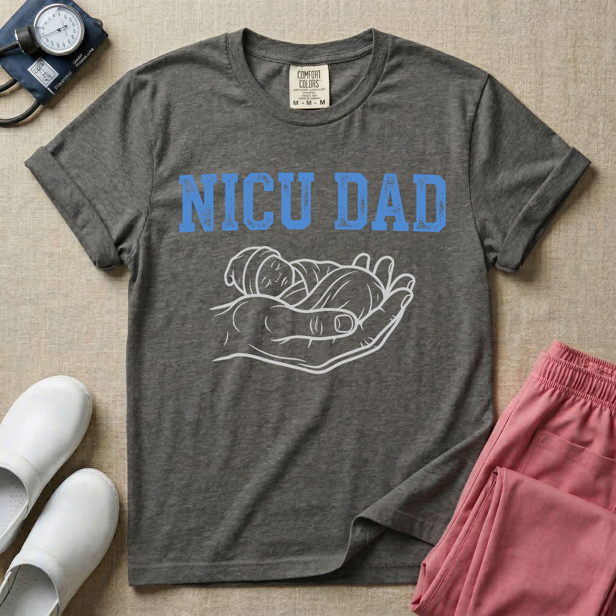 NICU Dad Minimalist Line Art T-Shirt-T-Shirt-HugTee