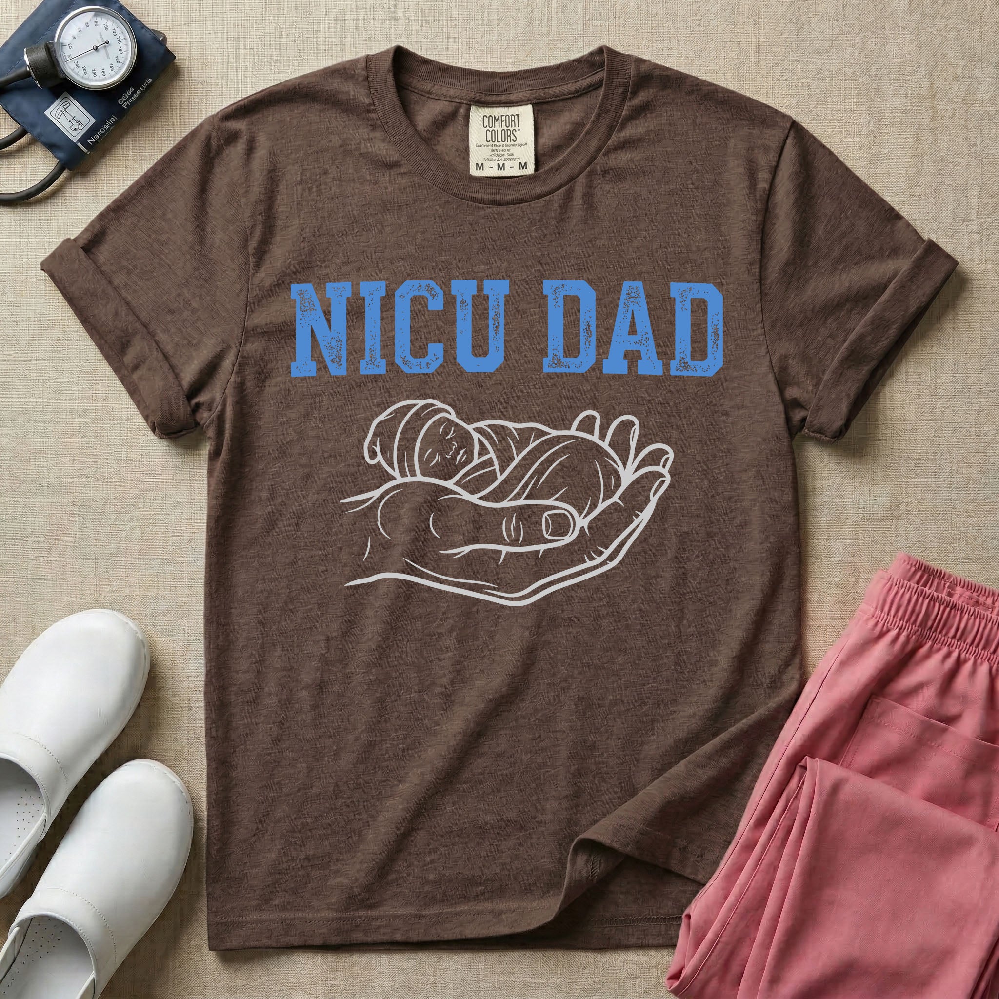 NICU Dad Minimalist Line Art T-Shirt-T-Shirt-HugTee