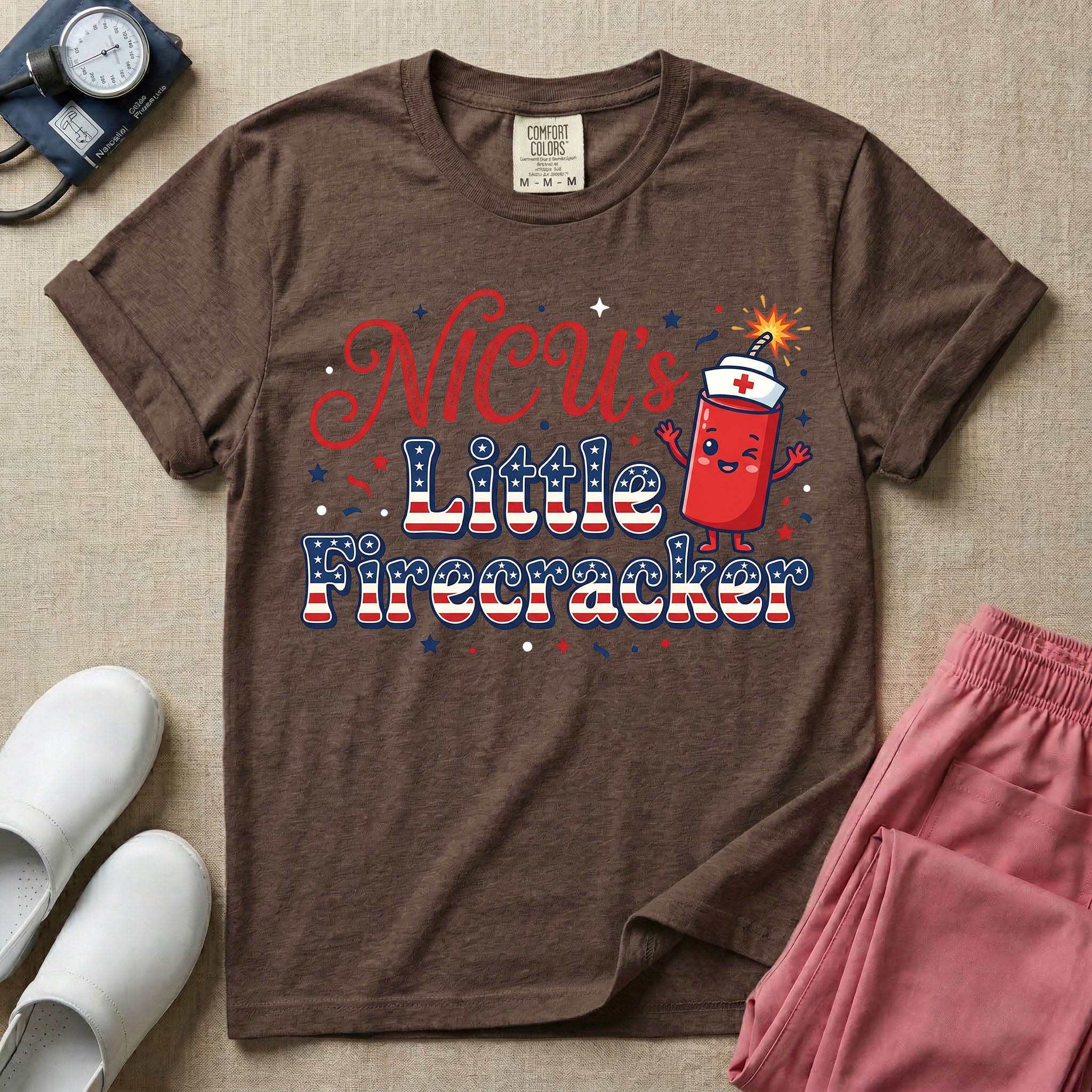 NICU's Little Firecracker 4th of July Nurse T-Shirt-T-Shirt-HugTee