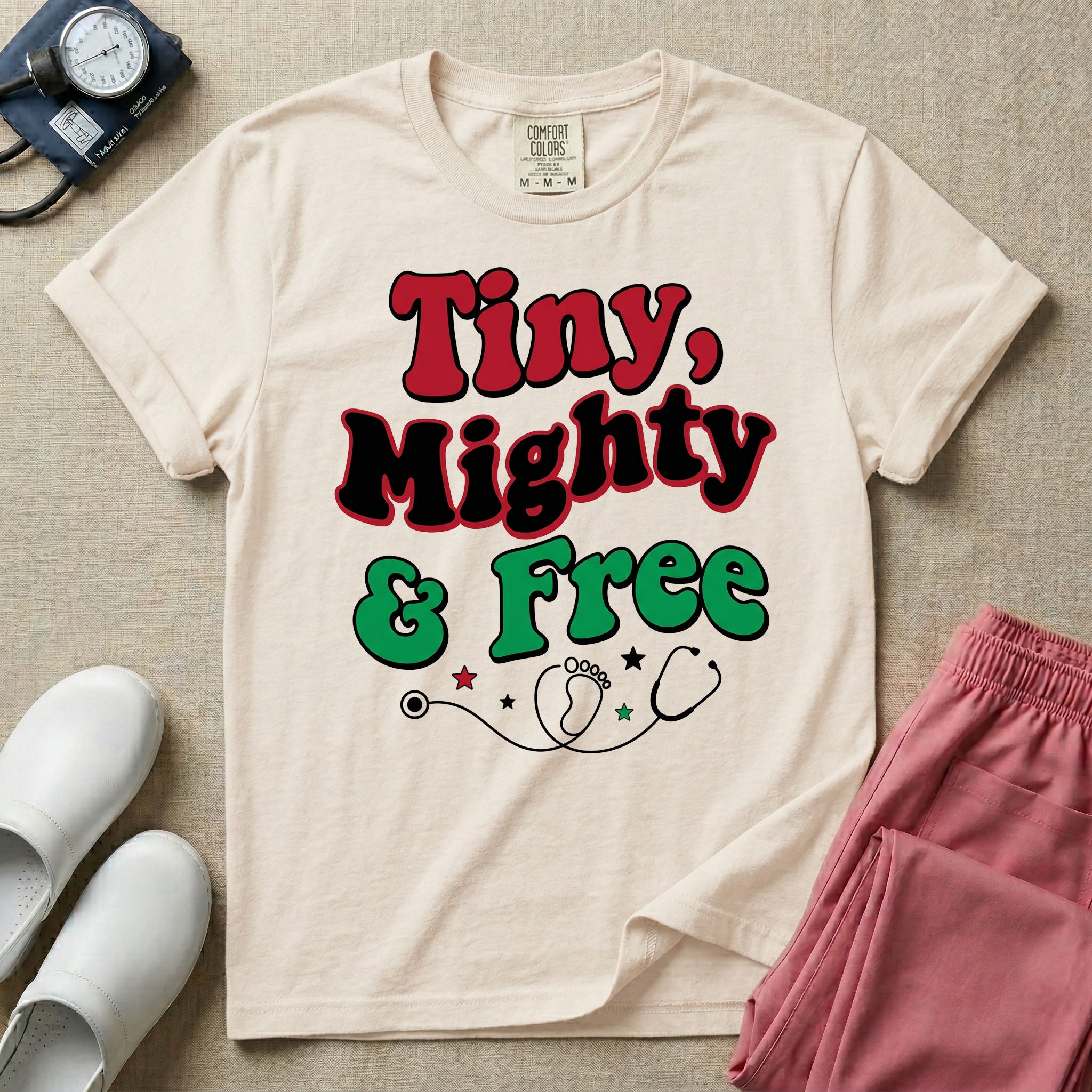 Tiny Mighty And Free Juneteenth NICU Nurse T-Shirt-T-Shirt-HugTee