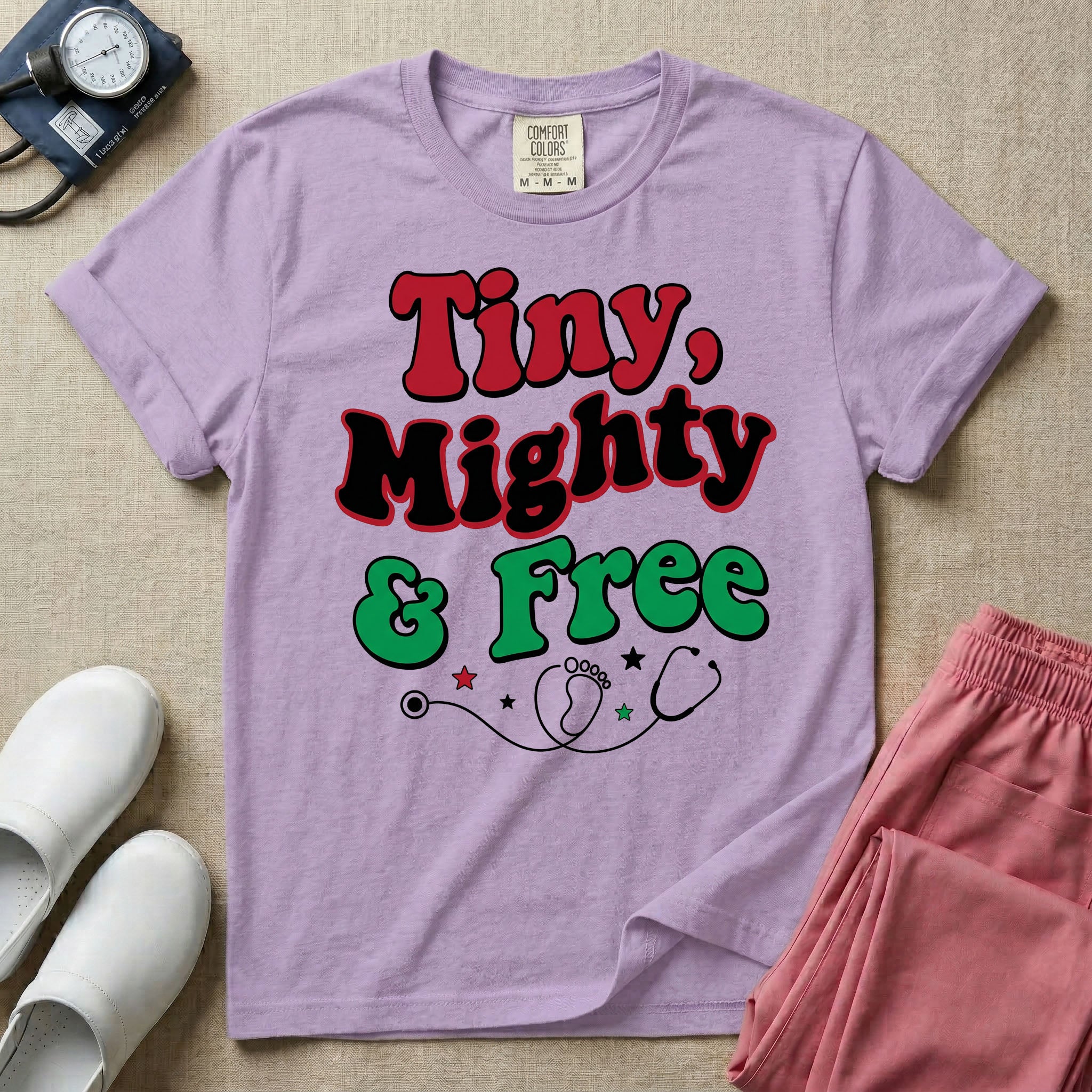 Tiny Mighty And Free Juneteenth NICU Nurse T-Shirt-T-Shirt-HugTee