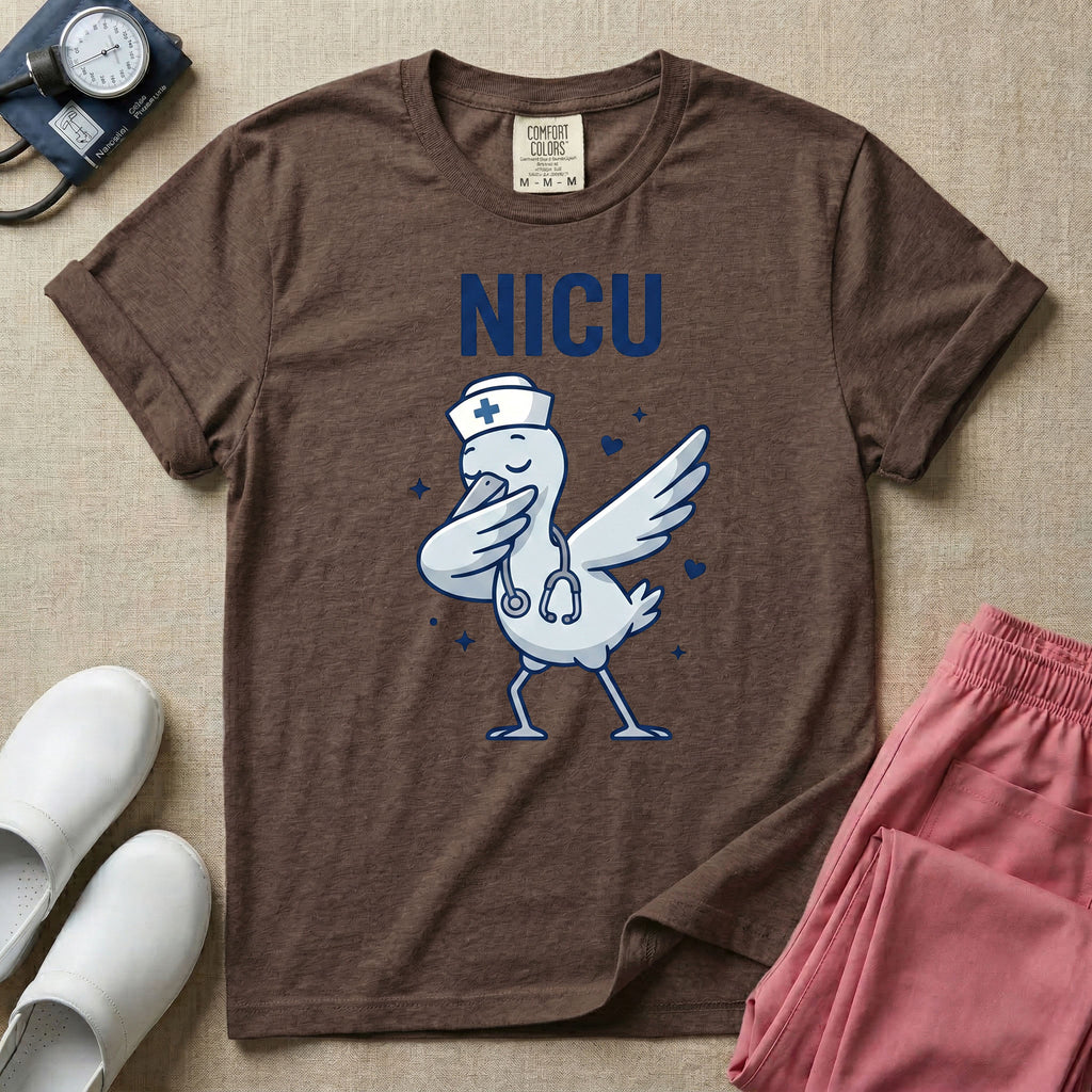 Dabbing Stork NICU Nurse Cute Funny T-Shirt