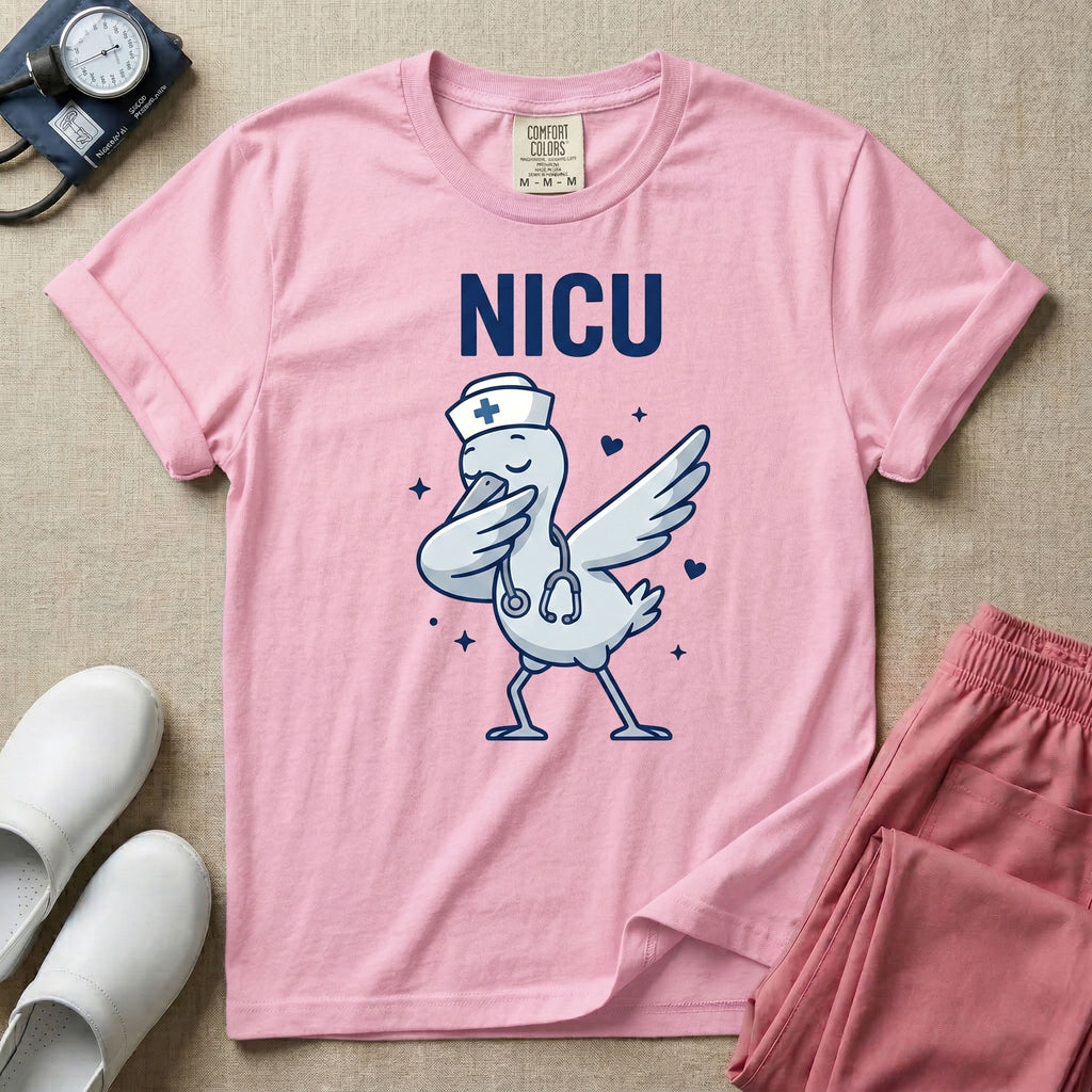 Dabbing Stork NICU Nurse Cute Funny T-Shirt