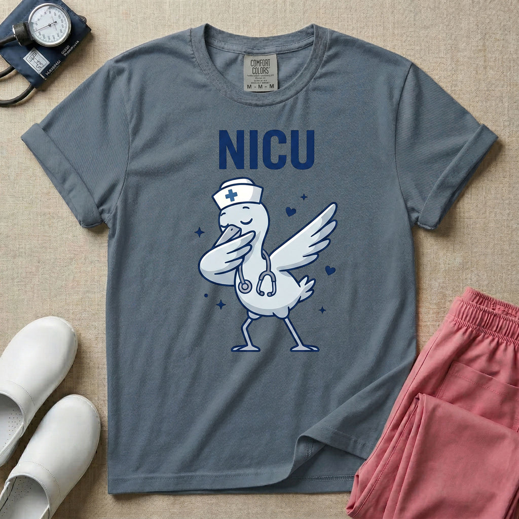 Dabbing Stork NICU Nurse Cute Funny T-Shirt