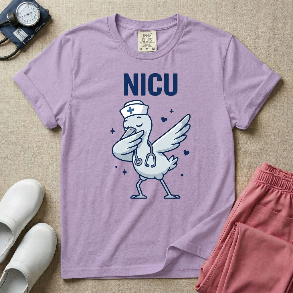 Dabbing Stork NICU Nurse Cute Funny T-Shirt