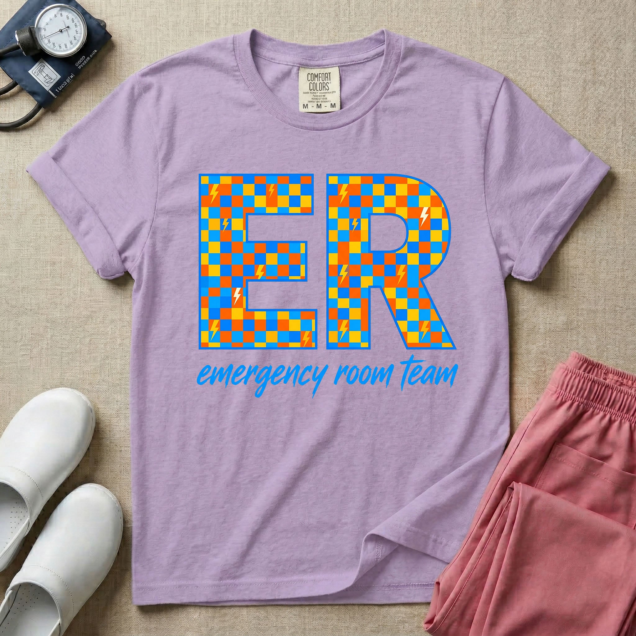 Retro Checkerboard ER Nurse Emergency Room Team T-Shirt