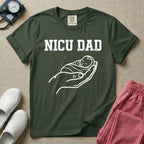 Proud NICU Dad Cradling Baby Line Art Minimalist T-Shirt-T-Shirt-HugTee