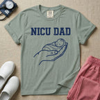 Proud NICU Dad Cradling Baby Line Art Minimalist T-Shirt-T-Shirt-HugTee