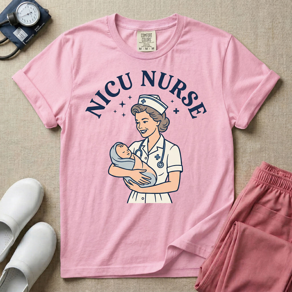 Retro Vintage NICU Nurse Newborn Healthcare T-Shirt-T-Shirt-HugTee