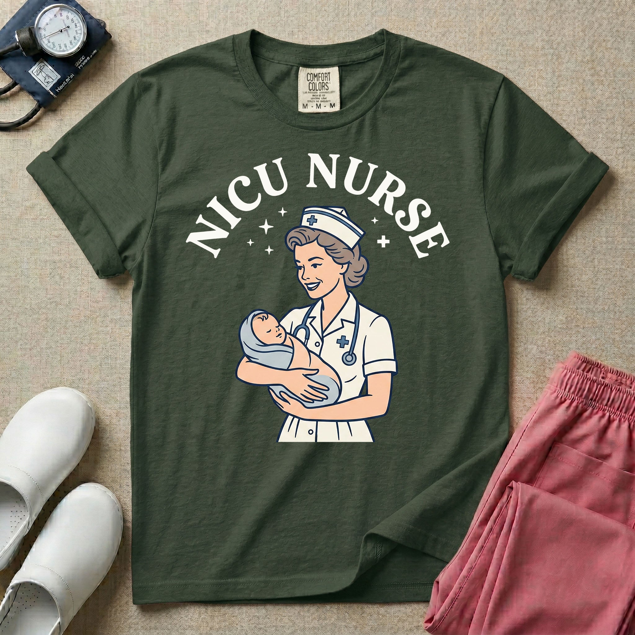 Retro Vintage NICU Nurse Newborn Healthcare T-Shirt-T-Shirt-HugTee