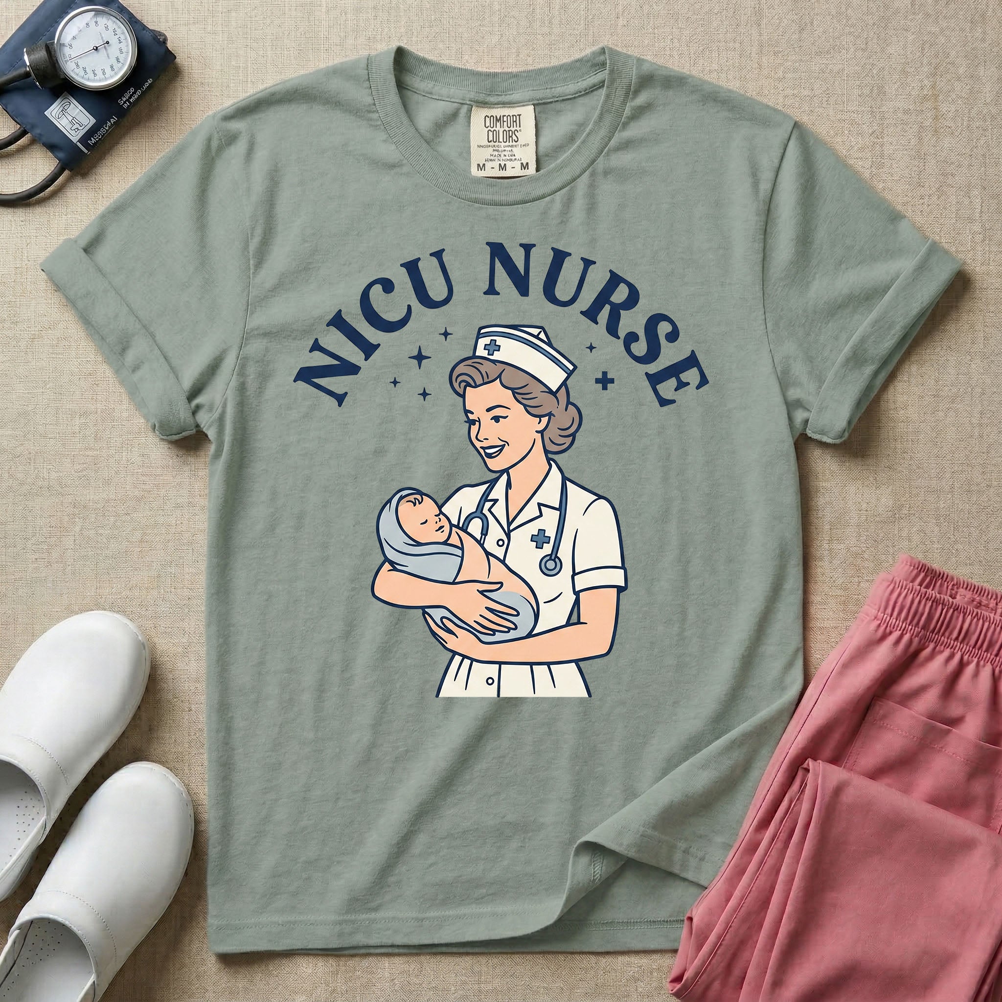 Retro Vintage NICU Nurse Newborn Healthcare T-Shirt-T-Shirt-HugTee