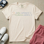 Minimalist graphic styled like computer code that reads if baby is tiny then nicu nurse care for neonatal intensive care unit nurses.