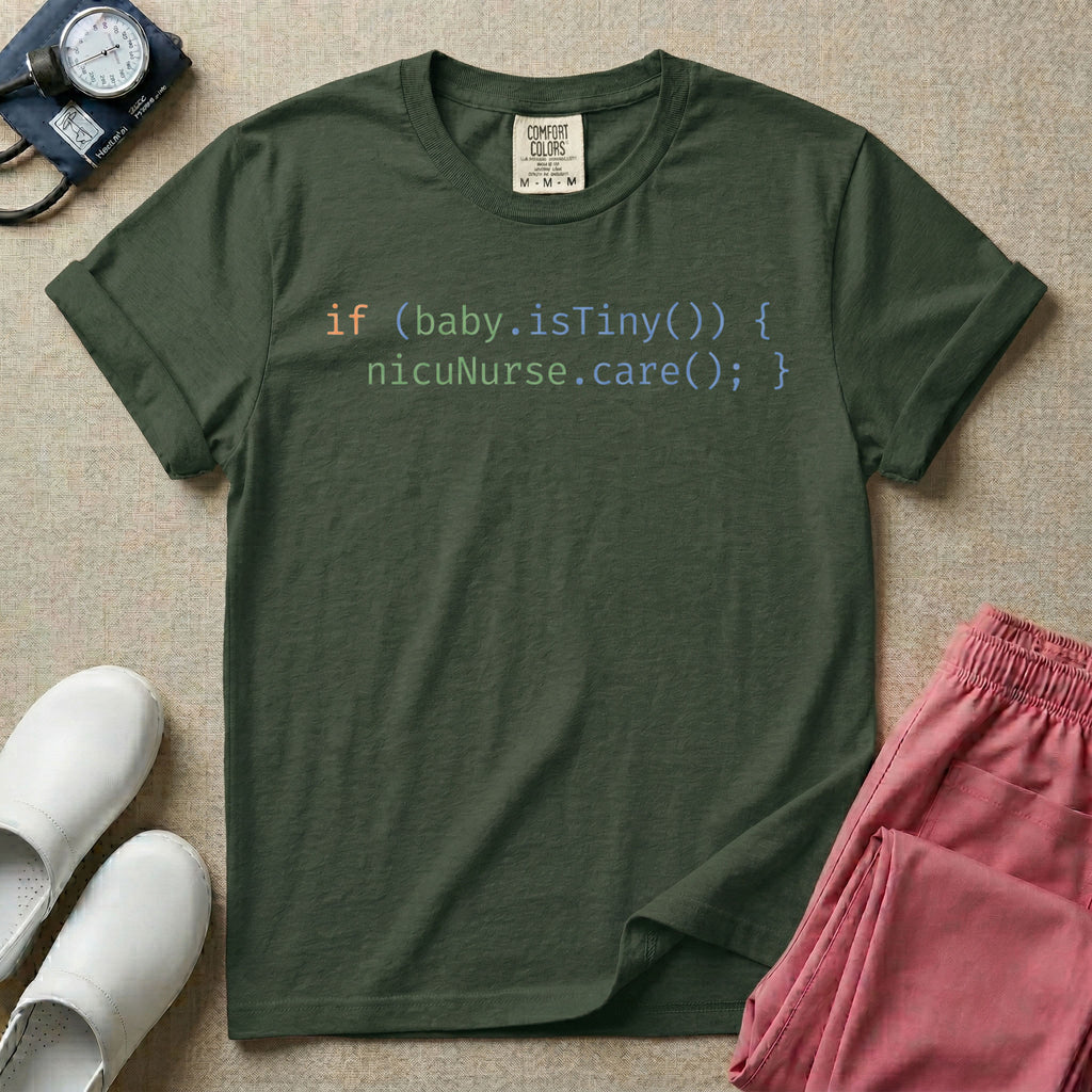 Funny Minimalist NICU Nurse Coding Graphic T-Shirt-T-Shirt-HugTee