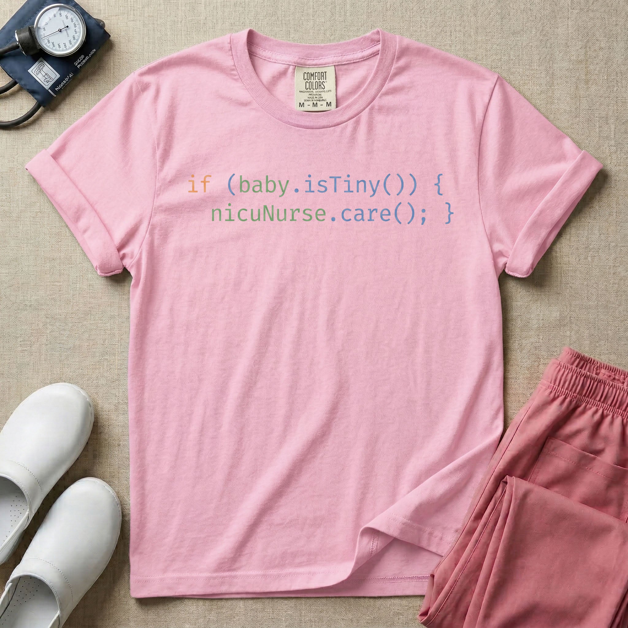 Funny Minimalist NICU Nurse Coding Graphic T-Shirt-T-Shirt-HugTee