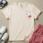 Cute cartoon goose wearing a stethoscope next to a red medical kit with ER text and the funny phrase honk if it's an emergency for emergency room nurses.