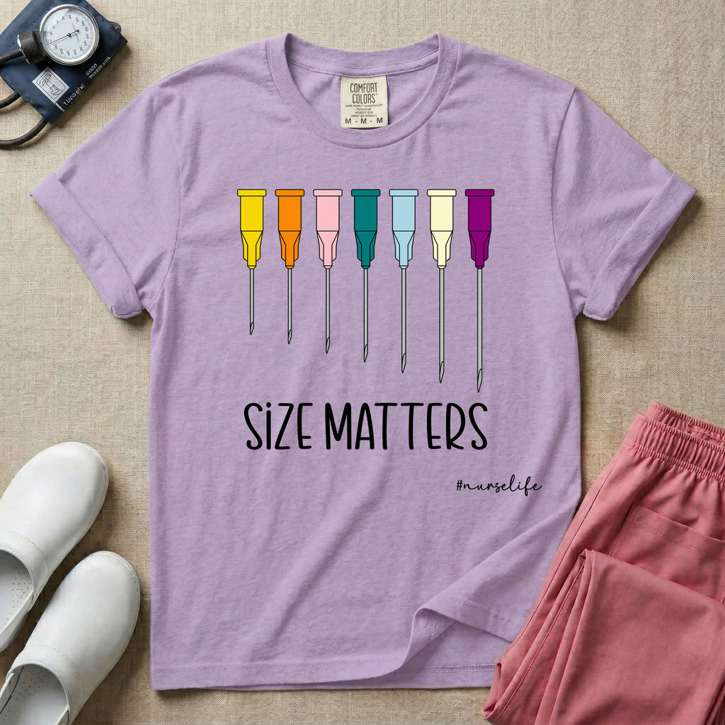 Funny Size Matters IV Gauge Medical Humor T-Shirt-T-Shirt-HugTee