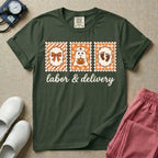 Retro Postage Stamp Nurse Ghost Labor and Delivery Halloween T-Shirt-T-Shirt-HugTee