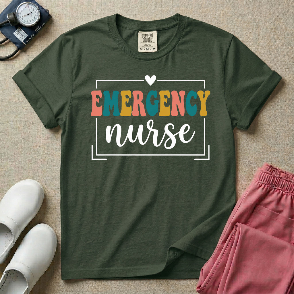 Retro Emergency Nurse Groovy ER Nurse T-Shirt-T-Shirt-HugTee