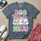 Retro Watercolor Boo NICU Ghost Nurse Halloween T-Shirt-T-Shirt-HugTee