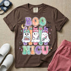 Retro Watercolor Boo NICU Ghost Nurse Halloween T-Shirt-T-Shirt-HugTee