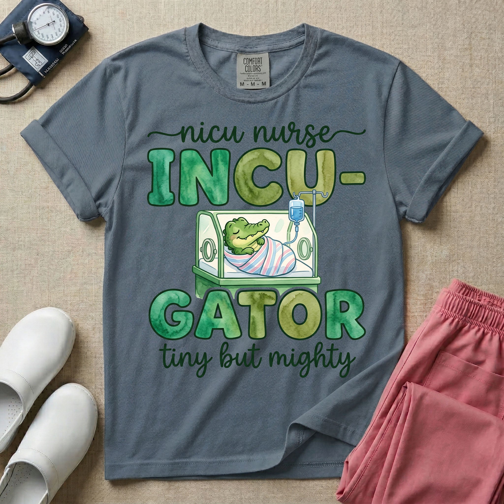 Funny Incugator Tiny But Mighty NICU Nurse T-Shirt-T-Shirt-HugTee