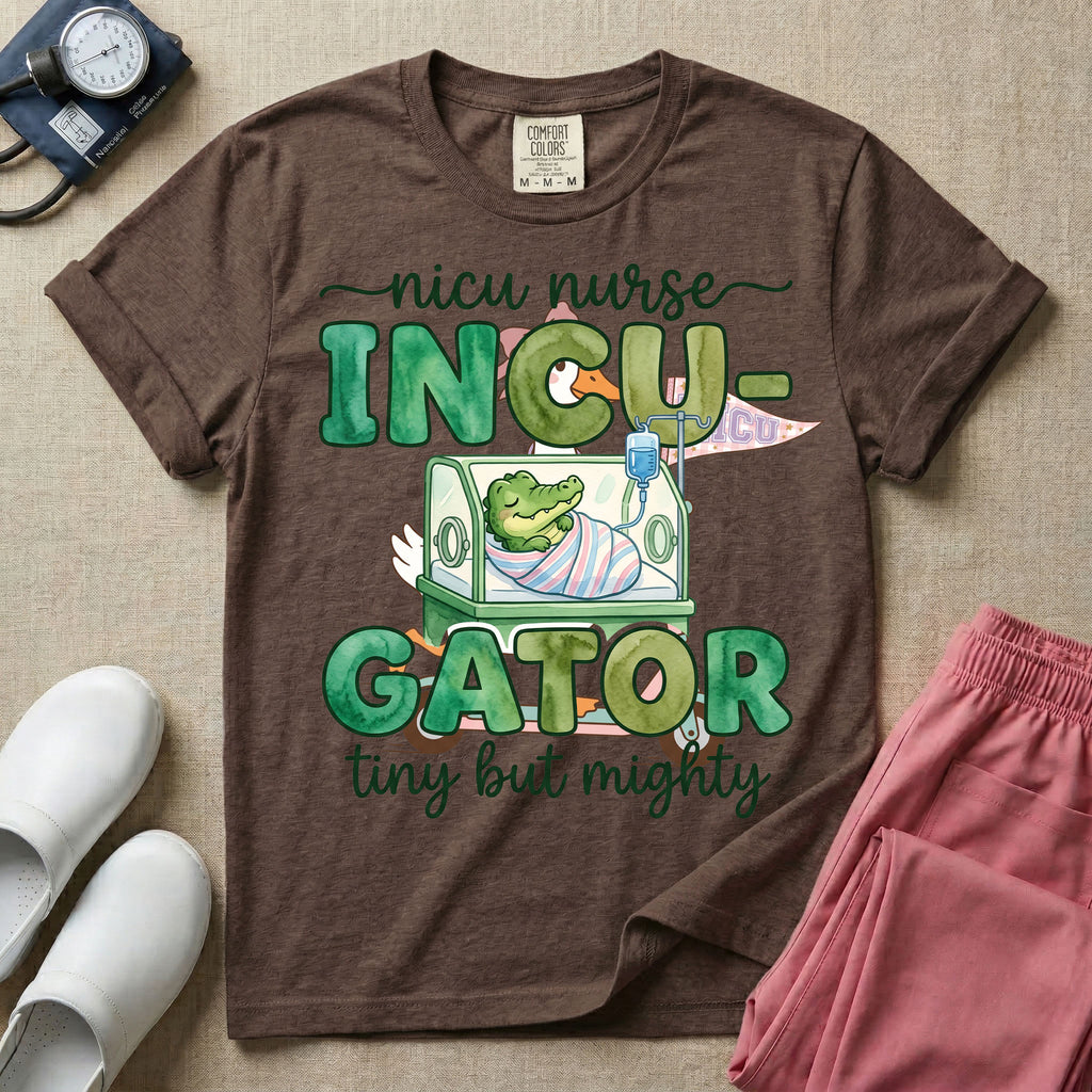 Funny Incugator Tiny But Mighty NICU Nurse T-Shirt-T-Shirt-HugTee