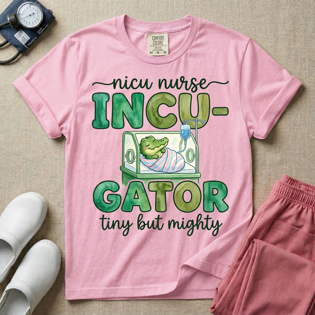 Funny Incugator Tiny But Mighty NICU Nurse T-Shirt-T-Shirt-HugTee