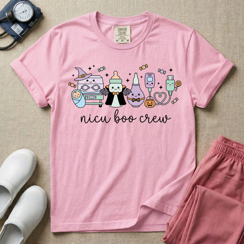 Cute Kawaii NICU Boo Crew Halloween Nurse T-Shirt-T-Shirt-HugTee