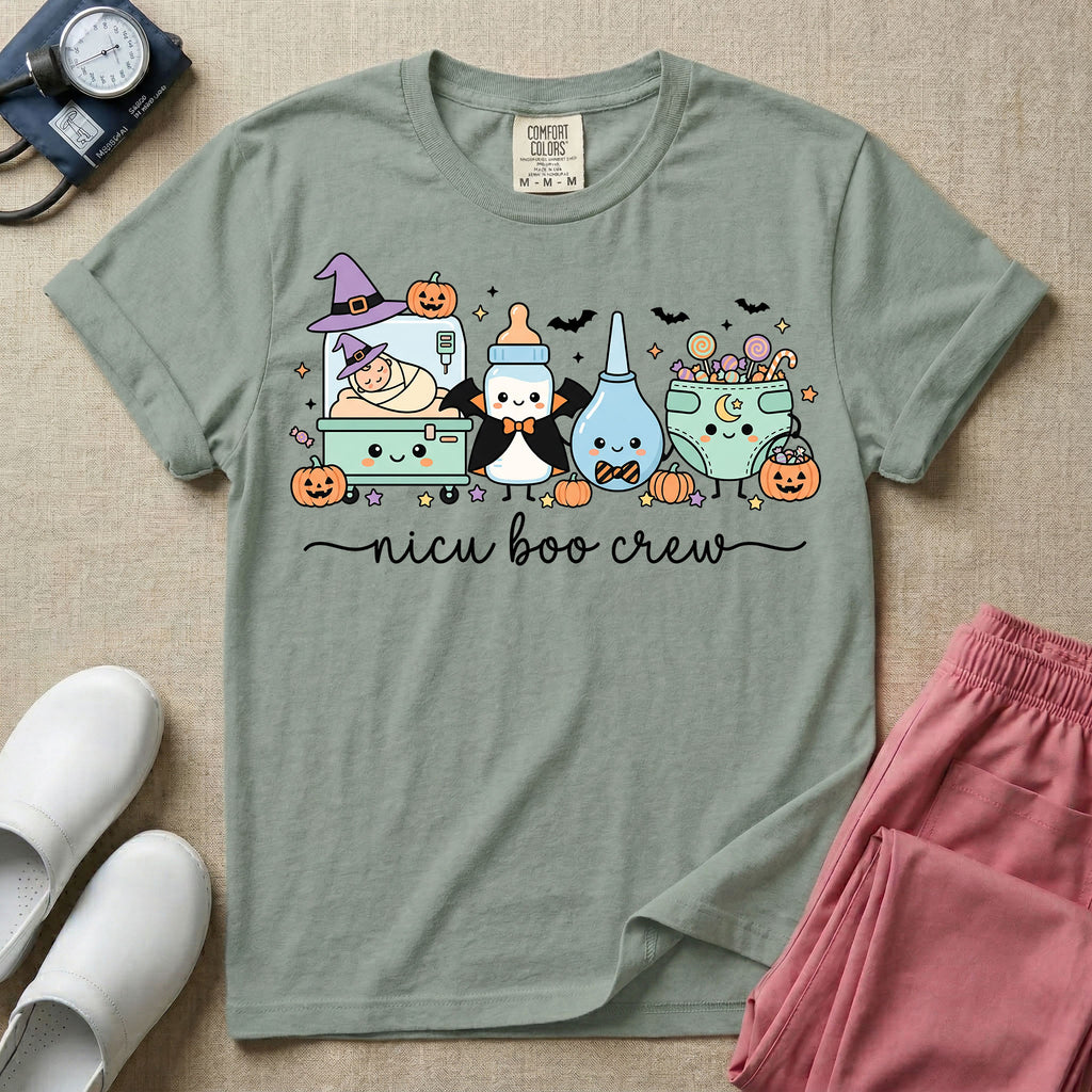 Cute Kawaii NICU Boo Crew Nurse Halloween T-Shirt-T-Shirt-HugTee