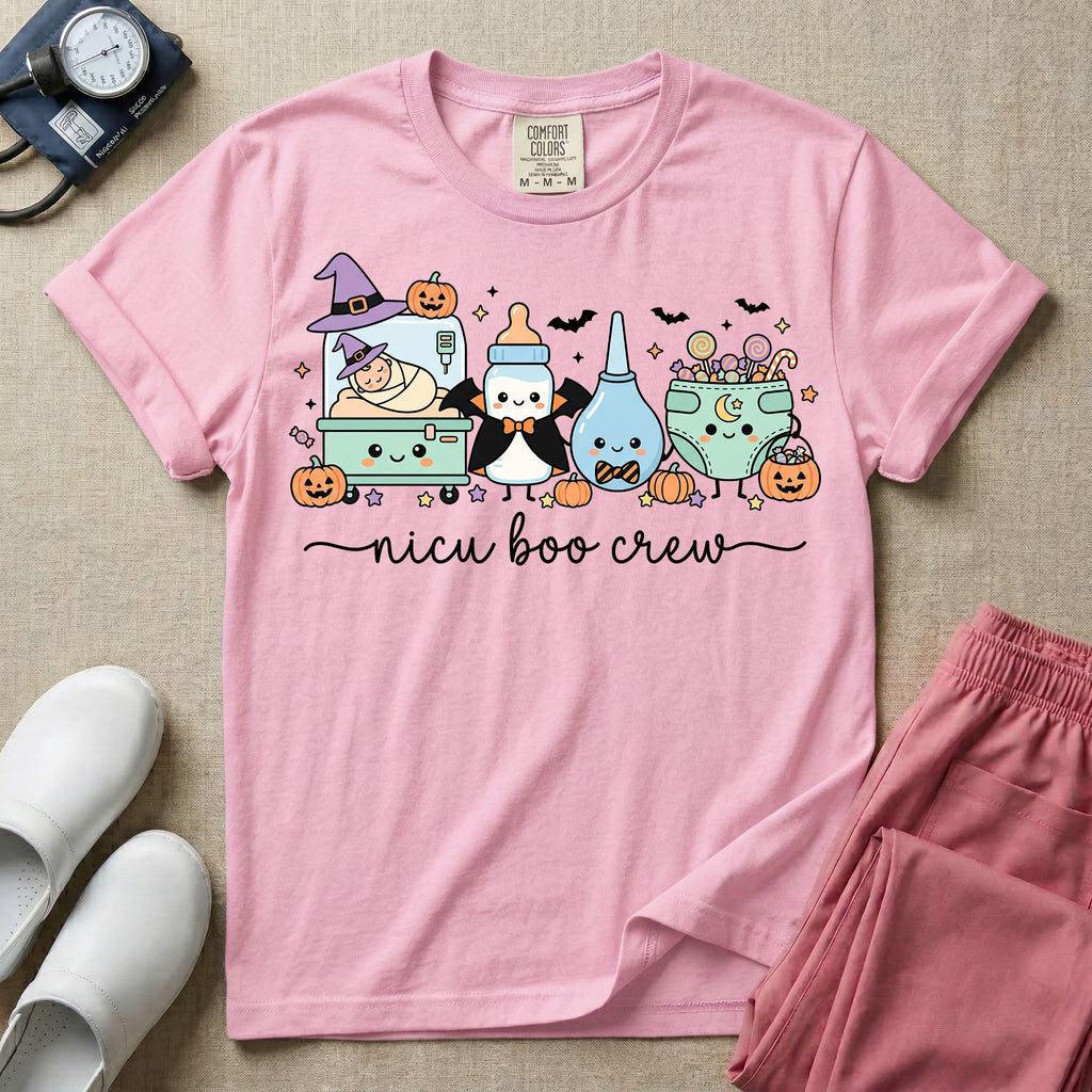 Cute Kawaii NICU Boo Crew Nurse Halloween T-Shirt-T-Shirt-HugTee