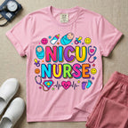 Retro Bubble Letter NICU Nurse Cute Doodles T-Shirt-T-Shirt-HugTee