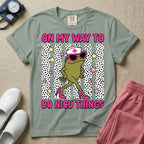 Funny Sassy Frog On My Way To Do NICU Things Nurse T-Shirt-T-Shirt-HugTee