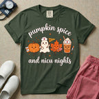 Cute Pumpkin Spice and NICU Nights Fall Night Shift Nurse T-Shirt-T-Shirt-HugTee